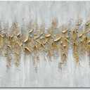 Art Modern Abstract Minimalist Art Oil Painting Hand-Painted Gold Texture Canvas Art Home Wall Decoration Painting 24x48 Inches