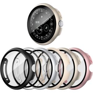 shenou [6-Pack] Case for Google Pixel Watch 4 41mm (2025 New), Hard PC Shockproof Bumper Cover with Tempered Glass Screen Protector for Google Pixel Watch 4 41mm