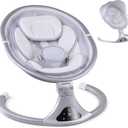 LAREX Baby Swing to Toddler Electric Infant Swing Portable for Newborn Boy Girl, 5 Sway Speeds with Remote Control, 12 Preset Melodies and Bluetooth, 0-6 Months Max 20 Lbs (2024 Model-Sliver)