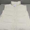 Puffer Vest for Women's Outerwear Vests Puffy Oversized 2024 Quilted Vest Tops Jackets Coat with Pockets, Beige, Size S