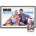 64GB Frameo Digital Picture Frame, TEMASH 15.6 Inch Large Digital Photo Frame WiFi, 1920*1080 FHD IPS Touchscreen Auto Rotate, Easy to Share Photos Videos, Black with White Mat