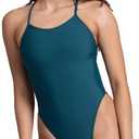 JOLYN Alyssa Fixed Back Women's Athletic One Piece Swimsuit for Competitive Swimming, Lifeguarding, Diving, Medium Coverage (32, Peacock)