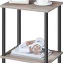 HOOBRO End Table, Small Side Table, Nightstand with 2-Layer Storage Shelves, Sofa Table for Small Spaces, Living Room, Bedroom, Stable Frame, Easy Assembly, Greige and Black BG09BZ01