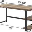 FOLUBAN Computer Desk, Modern Home Office Desk with Storage Shelves, Writing Study Gaming Table for Living Room Bedroom, Rustic Oak, 53 Inch