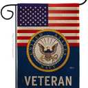 US Navy Veteran Burlap Garden Flag - Armed Forces USN Seabee United State American Military Retire - House Decoration Banner Small Yard Gift Double-Sided Made In USA 13 X 18.5