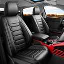 Fit Prius Car Seat Covers (5 Seats Full Set) Compatible with Toyota Prius 2001-2023 2024 2025 2026 - Full Coverage Breathable Leather, Airbag Compatible, Waterproof & All-Weather,Black