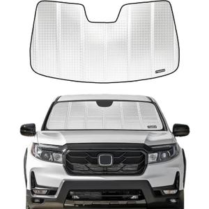 Windshield Sun Shade for 2019-2025 Honda Passport, 2016-2022 Pilot, 2017-2025 Ridgeline with Honda Sensing Camera. Front Window Sunshade with Storage Bag (2016-2025 With Honda Sensing Camera, Shiny Silver (Classic))