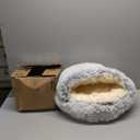 ShinHye Cat Bed Round Plush Fluffy Hooded Cat Bed Cave, Cozy for Indoor Cats or Small Dog beds, Soothing Pet Beds Doughnut Calm Anti-nxiety Dog Bed - Waterproof Bottom Washable (2020inch, Grey)