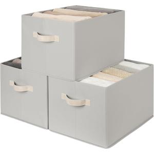 StorageWorks Storage Baskets for Shelves, Fabric Storage Bins, Closet Organization and Storage Baskets, Organizer Bins for Clothes, Light Gray, Extra Large, 3-Pack