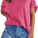SENSERISE Womens Oversized T Shirts Crewneck Short Sleeve Summer Athletic BF Tees Shirt Loose Fit Y2K Tops (Medium)