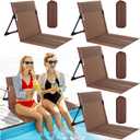 Karenhi 4 Pcs Foldable Poolside Chairs Portable Beach Chair Folding Seat for Edge of Pool Provide Back Support with Carry Bag for Adults Traveling Camping Picnic Lawn(Brown,26.8 Inch,Classic Style)