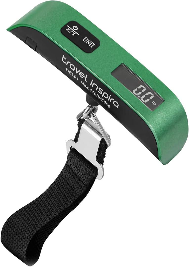 Luggage Scale, Portable Digital Hanging Baggage Scale for Travel, Suitcase Weight Scale with Rubber Paint, 110 Pounds, Battery Included (Green)