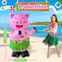 OurWarm 5FT Hawaiian Tropic Luau Party Decorations Inflatable Pig with Built-in LED Lights & Blower, Summer Blow Up Pig Dancing in Hula Skirt, Tropical Inflatable for Yard Garden Beach Outdoor Decor