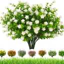 Artificial Flowers Outdoor,UV Resistant Fake Flowers 20 Bundles Faux Outdoor Plants Plastic Flowers Greenery Bushes for Indoor Outside Home Porch Decoration (White)