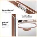 CASEKOO Rose Gold Glossy Designed for iPhone 17 Pro Case with 360 Spin Magnetic Stand [Fit for MagSafe][17FT Military Protection] Slim Polished Frame Titanium Alloy Sturdy Stand 6.3'', Rose Gold