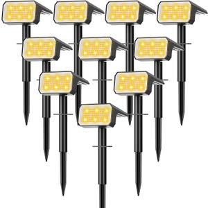 Solar Spot Lights Outdoor, [10 pack/118 LED] 4 Modes Auto On/Off Solar Landscape Spotlights, Ip67 Waterproof Solor Powered Pathway Lights for Outside Yard Garden Walkway Tree Patio (Warm White)