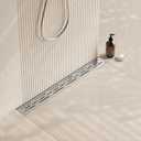 Neodrain 24 Inch Rectangular Linear Shower Drain with Brick Pattern Grate, Brushed 304 Stainless Steel Bathroom Floor Drain, Shower Floor Drain & Hair Strainer, CUPC Certified