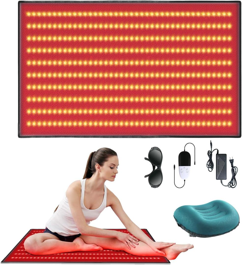 Large 23.60" x 38.00" Red Light Therapy Mat, 400 Dual-Wavelength LEDs (660nm & 850nm), Easy to Carry for Home or Travel Use (23.60 x 38.00 in)
