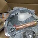 WANGYUANJI 9.5" Carbon Steel Wok - [Heavy-Duty & Thickened Base] - Deep Bowl Stir Fry Pan for Induction, Electric & Gas - Warp-Resistant, Splatter-Free Design with Lid (1-2 Person)