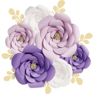Gukasxi 3D Paper Flower Decorations for Wall, 3D Artificial Flower for Wedding Centerpiece Bridal Shower Birthday Party Backdrop Nursery Wall Decor (Purple Paper Flower)