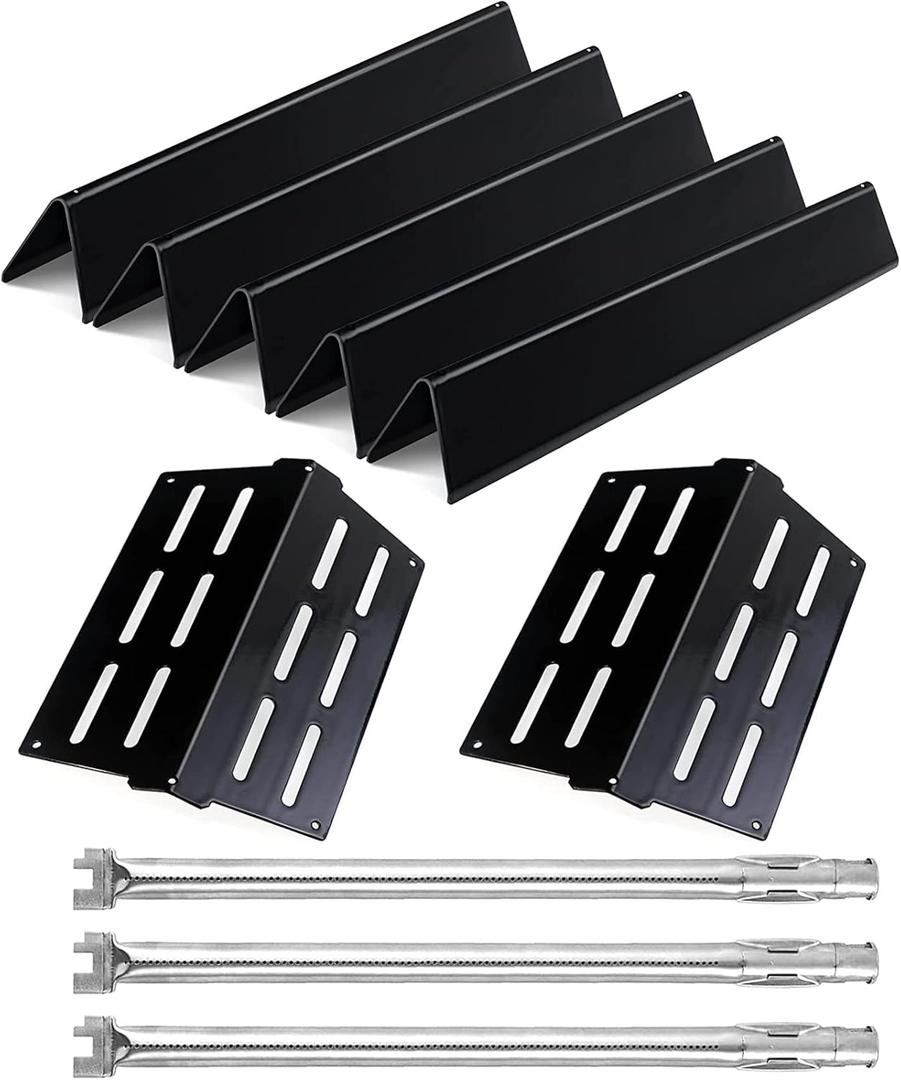 Flavorizer Bars Heat Deflector Burner Tube Set Kit for Weber Series E310 E320 E330 EP310 EP320 EP330 with Front Control Knob 7620-7622-62752, Porcelain Steel Grill Replacement Parts (8L" x 4W")