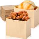 200 Count Brown Kraft Paper Snacks Bags Disposable Greaseproof Brown Sandwich Lunch Bag for Popcorn Cookies Fries Food and Bread, 4.75 x 2.5 x 3.75 Inch