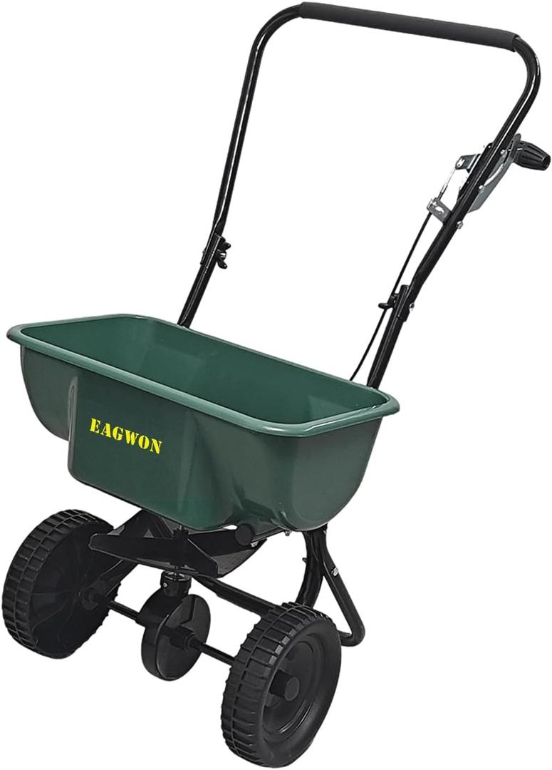 60LB Walk-Behind Broadcast Spreader for Seed,Fertilizer,Salt,Ice Melt, Fertilizer Spreader with Adjustable Drop Rate, Seed Spreaders for Lawns