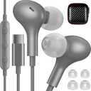 iMangoo for Apple USB C Wired Headphones, Hi-Fi Sound Corded Earbuds, Ergonomic Small in Ear Buds for iPhone 17 Pro Max/17e/16 Plus/16e/15, for Samsung S26/S25 Ultra/for Pixel Type C Earphones Grey