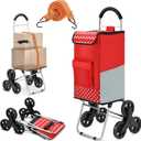 Shopping Cart, Super Loading Stair Climber 220 lbs Capacity Grocery Foldable Cart with Extra Large Shopping Bag Laundry Utility Cart with Adjustable Bungee Cord, red