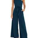 ANRABESS Women Summer Dressy Jumpsuits One Shoulder Sleeveless Casual Wide Leg Pants Romper Jumper 2026 Trendy Fall Outfits Navy Blue X-Large