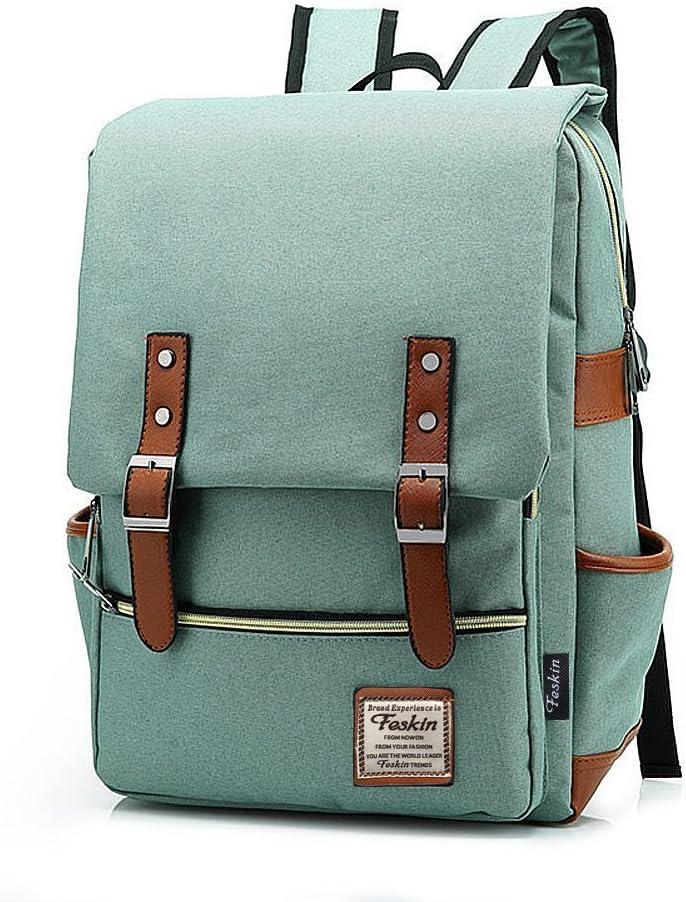 Slim Laptop Backpack for Women, Fashion Travel Rucksack College School Bookbag (Light Green)