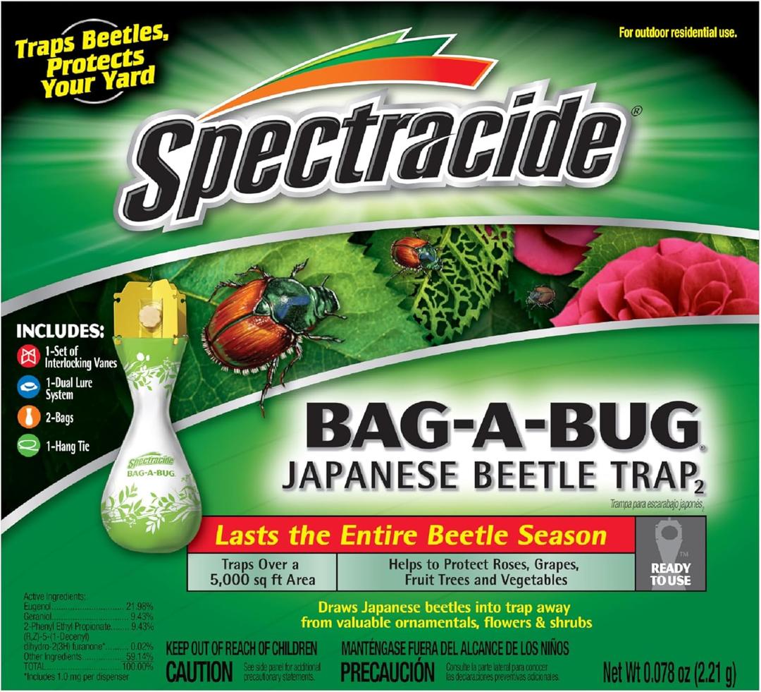 Spectracide Bag-A-Bug Japanese Beetle Trap, Dual Lure System
