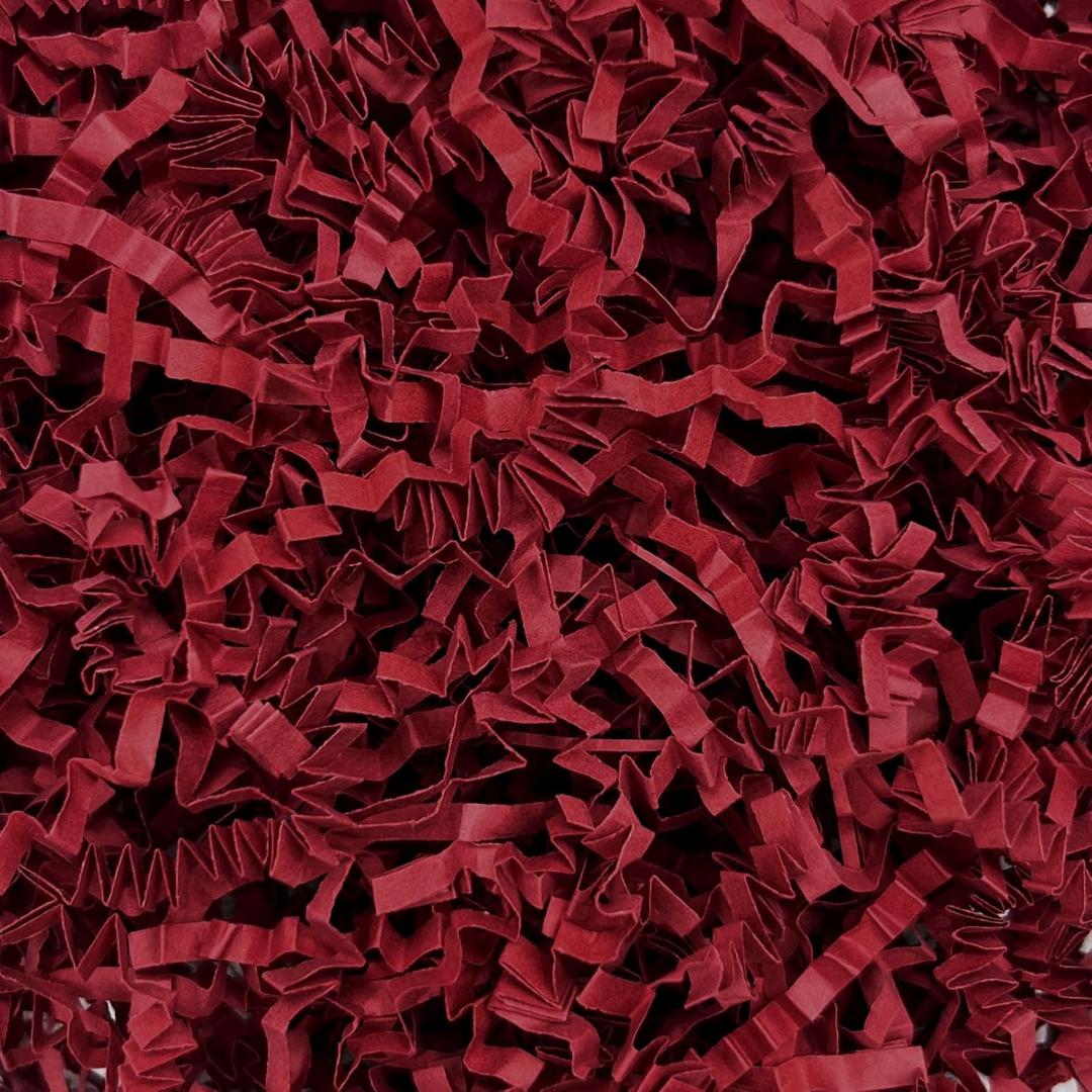 Tisspoms 1LB Deep Red Crinkle Cut Paper Shred Filler, Paper Shreds for Basket Fillers, Birthday, Gift Wrapping, Anniversary, Wedding, Halloween, Valentine's Day, Christmas Gift Decor Party Filler