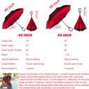 SIEPASA Inverted Reverse Upside Down Umbrella, Extra Large Double Canopy Vented Windproof Waterproof Stick Golf Umbrellas with C-shape Handle.(Red, 56 Inch)