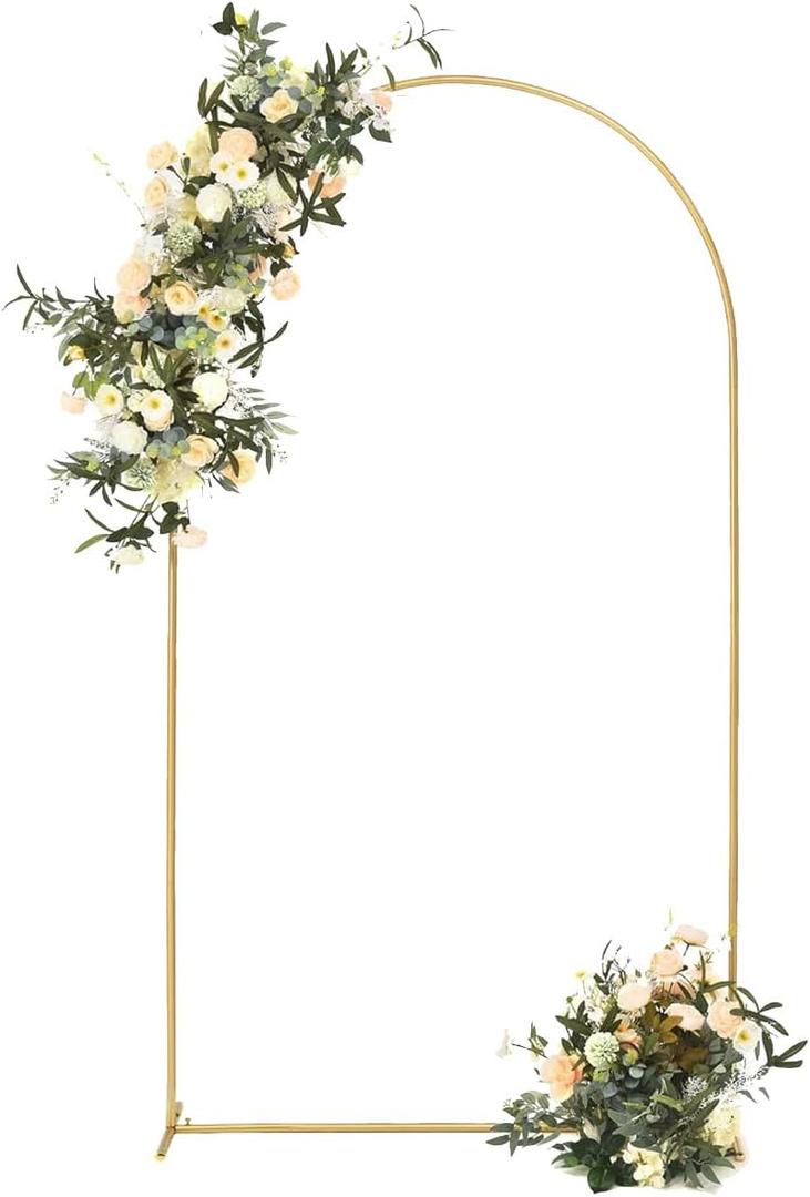 Vincidern 7.2 ft Balloon Arch Backdrop Stand Gold, Wedding Arch for Birthday Party, Bridal Baby Showers, Wedding Ceremony Arch Frame Metal (7.2FT*3.9FT)