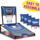 Sports Basketball Net Cornhole Board Set, Basketball & Cornhole in One, Includes 8 Red/Blue Bean Bags, Convenient Carrying Case, Tailgating Fun