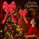 Large Christmas Bows Balloons, 4Pack Red Foil Balloon Decorations for Christmas Tree Topper, Wreath, Front Door, Outdoor & Indoor Party Decor