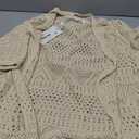 GRACE KARIN Beige Summer Cardigans for Women Lightweight Short Sleeve Crochet Knit Kimono Cardigan Vacation Outfits S