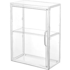 Acrylic Display Case Compatible with Labubu POP MART 2 Tier Wall Mount Figure Display Case for Collectibles Clear Acrylic Box with Removable Divider (1Pack)