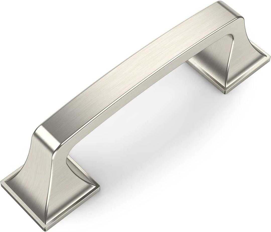 Amerdeco 6 Pack Brushed Satin Nickel Cabinet Pulls - 3 Inch(76mm) Hole Center Cabinet Hardware for Kitchen, Bathroom & Dresser