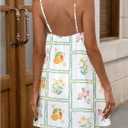 GORGLITTER Women's Floral Mini Wedding Guest Dresses Spaghetti Strap Boho Cami Short Summer Vacation Sundress (White, M)