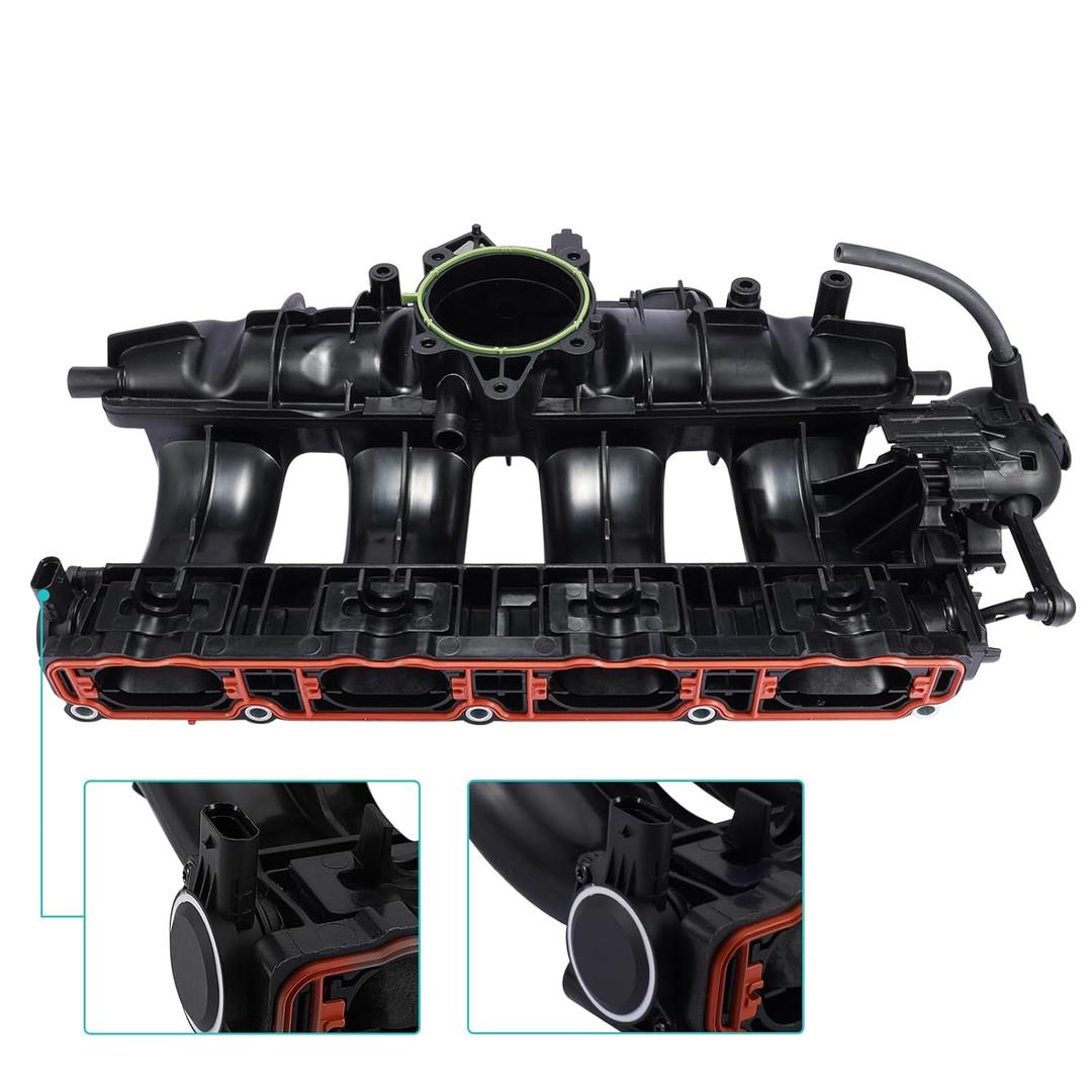 (OEM Parts) Engine Intake Manifold (2.0L L4) Assembly with MAP Sensor for Audi A3 TT, for 2008-2017 Volkswagen/VW CC Beetle EOS GTI Jetta Passat Tiguan, 06J133201BD 06J133201BH 06J133201AS