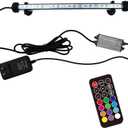 LED Aquarium Light, 11.5 Inches Fish Tank Light RGB Color Underwater light Submersible Crystal Glass Lights, 15 LED Beads, Brightness Adjustable Memory Function, LED Light bar Stick for Fish Tank