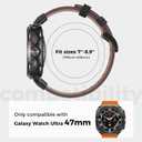 Compatible with Samsung Galaxy Watch Ultra Bands 47mm (2024) Men Women, No Gap Wide Rugged Strap with One Click Stainless Steel Connectors for Samsung Galaxy Watch Ultra (Leather-Black/Black)