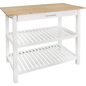 Casual Home Kitchen Island with Solid American Hardwood Top, Natural/White, 40" W x 20" D x 36.5" H (373-91)