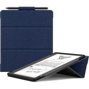 Ayotu Stand Case for Kindle Scribe 10.2 Inch (2024/2022 Released) - Auto Sleep/Wake, Premium Sturdy Fabric Cover with Pen Holder, Only for 10.2" Kindle Scribe, Blue