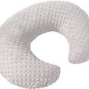 Nursing Pillow and Positioner Breastfeeding and Bottle Feeding, Propping Baby, Tummy Time, Sitting Support for Baby Boy Baby Girl, with Removable Dots Cover (Sand, 22 X 17.7 X 5.9 Inch)