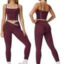 ABOCIW Workout for Women 1 Piece Color Block Strappy Sports High Waist Shorts Gym Yoga Pilates M