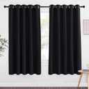 NICETOWN Black Curtain Drape for Bedroom - Light Reducing Thermal Insulated Solid Grommet Blackout Window Curtain for Home Office/Farmhouse (1 Piece, W66 x L66, Black)