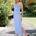 MANER Women's Strapless Bodycon Maxi Tube Dress Ribbed Elegant Casual Long Party Dresses (S)